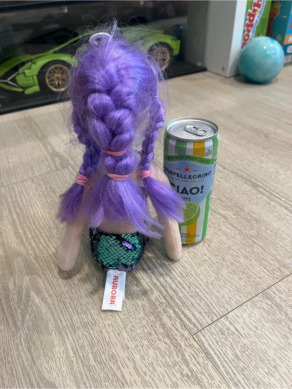 Purple-Haired Sequin Mermaid Doll with Teal-Purple Tail - Kids Toy